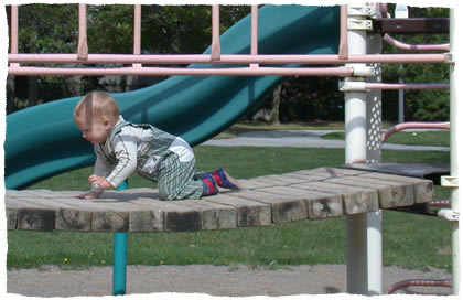 Simon on the playground bridge